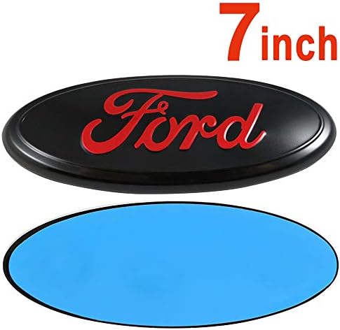 Ruanye For FORD 7 Inch Front Grille Tailgate Emblem, 3D Oval 3M Double Side Adhesive Tape Sticker Badge for Ford Escape Excursion Expedition Freestyle F-150 F-250 F350 (Red)