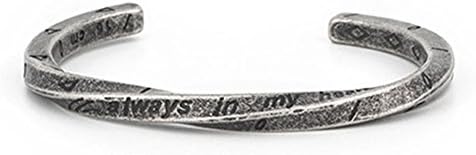"Always in my heart" Titanium Steel Viking Twisted Cuff Bangle Bracelet