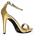 Ankle Strap High Heel - Sleek & Elegant Strappy Sandal - Formal, Dress, Wedding Shoes - High Heel – Classic Comfortable Design,Gold Shiny,8 B(M) US