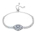 BAMOER 925 Sterling Silver Expandable Lucky Blue Evil Eye Chain Bracelet Necklace with Sparkling Cubic Zirconia for Women Girls