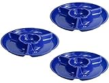 Set of 3 Blue Chip 'N Dip Serving Trays - 3 Section