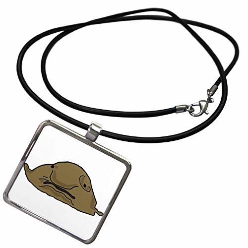 3dRose All Smiles Art Funny - Funny Cute Ugly Blobfish Cartoon Beach Art - Necklace With Rectangle Pendant (ncl_256416_1)