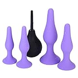 Upinva 4&3 Butt Plugs - Beginner Starter Set - 100% Medical Grade Silicone - Body Safe - Hypoallergenic（Four-piece Suit Purple）