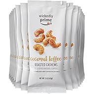 Wickedly Prime Roasted Cashews, Coconut Toffee, Snack Pack, 1.5 Ounce (Pack of 15)