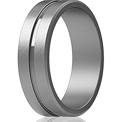 ThunderFit Silicone Wedding Rings For Men, Beveled