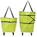 Dealpeak Lightweight Portable Foldable Dot Print Traveling Shopping Trolley Cart Handbag with Wheels (Green with White Dots)