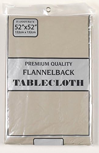 Artsy Casa BUON Appetito Collection Solid Color Vinyl Tablecloth with Polyester Flannel Backing - Linen Square (52" x 52")