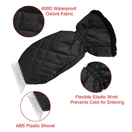 URlighting 1 Pcs Ice Scraper Mitt Glove, 1 Pcs Ice Snow Removal Shovel with Foam Handle, Snow Removal De-icer Tool Set for Car, Small Truck, SUV Windshield Window