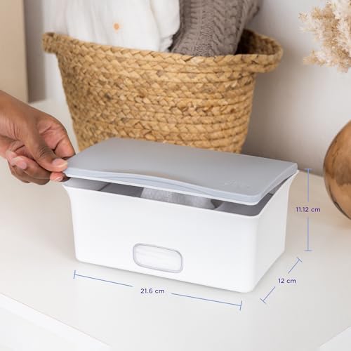 Ubbi Baby Wipes Dispenser, Baby Wipes Case, Baby Wipes Holder With Weighted Plate, Keeps Wipes Fresh And Non-Slip Rubber Feet, Gray