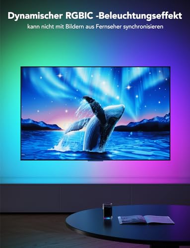Govee TV LED Backlight, RGBIC TV LED Strip for 55-65 Inch TV, 3.8 m Intelligent LED Strip with Bluetooth & WiFi Control, Works with Alexa & Google Assistant, Music Sync