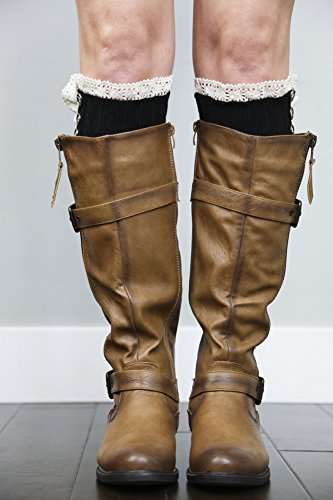 Boot Cuffs Vintage 3 Button Style Women's Boutique Socks Brand by Modern Boho Black