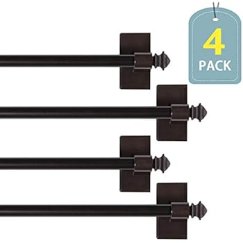 H.VERSAILTEX Wide Use Adjustable Appliance Magnetic Rods for Valances and Hand Towels, Square Ends, 16 to 28 Inch, Brown, 1/2 Inch Diameter, 4 Packs
