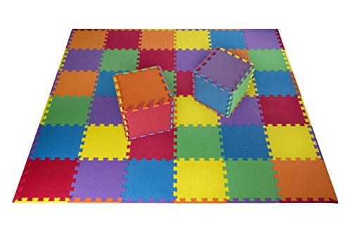 Toydaloo EVA Foam Play Mat Blank 36 pieces + 24 borders Non-toxic multicolored Colorful