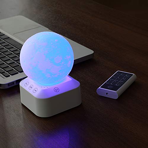 FEISIKE White Noise Machine with Lamp Light,Sound Machine for Sleeping,10 Soothing Sounds,8 Level Adjustable Volume Relaxing Music Nature Sounds,7 Color 3D Printing Moon Night Light for Adults & Baby - Thumbnail 7