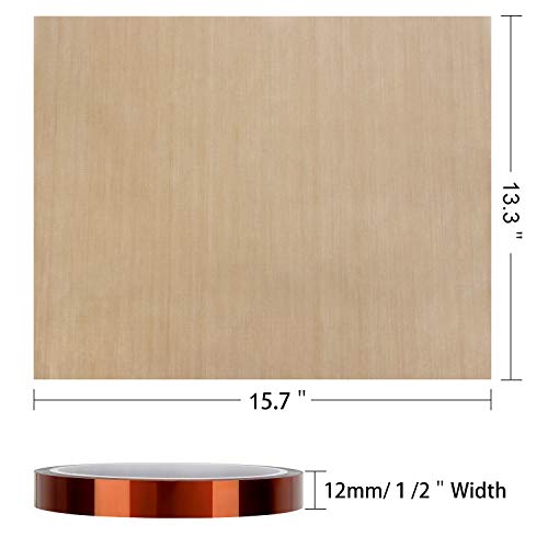 2 Pack Teflon Sheet Paper and 2 Pack Heat Tape Hight Temp Tape Heat Press Transfer Sheet for Vinyl Heat Press Heat Resistant Craft Mat
