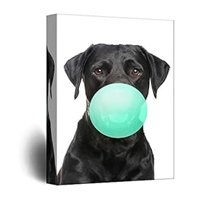 Canvas Wall Art Cute Animals Playing Bubblegum Painting Artwork for Home Prints Framed - 12x18 inches