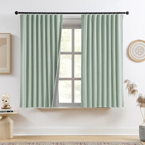 Light Green Linen Blackout Curtains