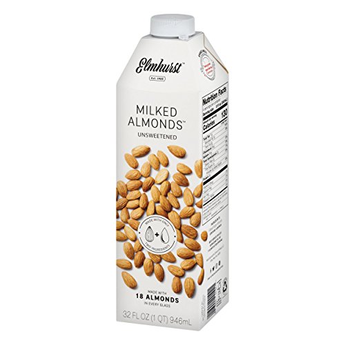Elmhurst Unsweetened Milked Almonds 32 oz. Creamy & Delicious Almond Milk. More Nuts! More