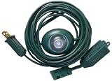 Woods 10203 Indoor Extension Cord With Lighted Foot Switch And 3 Outlets, Foot Switch Features Indicator Light, Protective Swivel Safety Covers, Versatile Use, 15 Foot, 120 Volts, Green