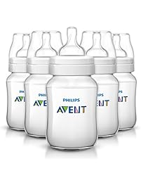 Philips AVENT Anti-Colic BPA Free Bottle, Clear, 9 Ounce,5 Piece