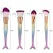 CINIDY 10pcs Mermaid Makeup Brush Set Synthetic Kabuki Foundation Blending Blush Eyeliner Face Powder Brush Makeup Brush Kit Beauty Cosmetic Tools