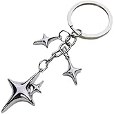 Silver Cute Star Moon KeychainStainless Steel Key Ring Purse Handbag Backpack Bag Charms Car Holder Convenient to Carry Decoration Small in Size,Keyrings, Keychains and Charms Accessories