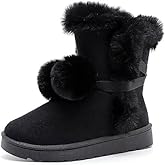 kkdom Women's Winter Snow Warm Boots Cute Pompon Lace Up Fur Ankle Boots Sweetheart Princess Fluffy Boots