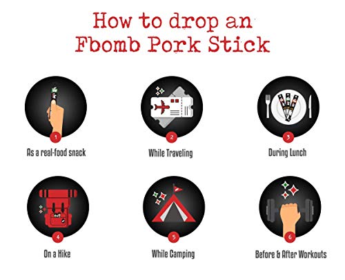 FBOMB Keto Meat Sticks | 100% Natural Pork, No Antibiotics Nitrites or Nitrates, No Added Hormones | Sugar Free, High Protein, Low Carb, Gluten Free, Paleo, Keto Snack Sticks | Salt & Pepper 12 Pack - Thumbnail 6