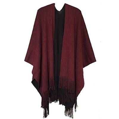 Women's Knitted Open Poncho Cape Ladies Christmas Shawl Blanket Wrap With Tassel