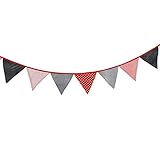 Multi Colored Fabric Bunting For Party Birthday Wedding Anniversary Celebration Baby Shower(Red & Black)
