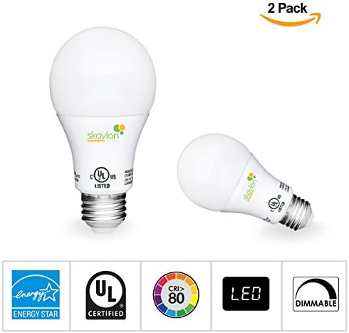 Skaylon Lighting Dimmable LED A19 Light Bulb- Energy Star 60W Equivalent CRI80+ LED Lights- Soft White 750 Lumens, UL-Listed 3000K Energy Efficient LED House Bulb For Bedroom, Bathroom, Kitchen