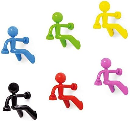 Pack of 6 pcs Magnetic Man Refrigerator Fridge Magnets Creative Magnetic door whiteboard Mount Keys Holder Fun Magnets Decoration (Blue,Green,Yellow,Black,Red,Purple) by Cafolo
