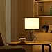 SOTTAE Black Hollowed Out Base Modern Livingroom Bedroom Bedside Table Lamp, Desk Lamp with White Fabric Shade