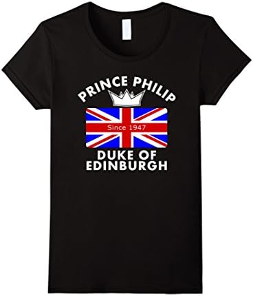 Women's Prince Philip Duke Of Edinburgh Union Jack  t-shirt Medium Black