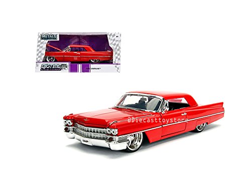 Jada 1: 24 W/B - Metals - Bigtime Kustoms - 1963 Cadillac (Red) Diecast Vehicles