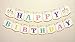Unicorn Birthday Party Supplies Happy Birthday Banner Decoration Party, Celebration Themed Cute Fantasy Fairy for Baby's Birthday, Package Banner Includes 15 Pcs Card Pink Background, 2×Purple Ribbon.