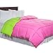 Lavish Home Reversible Down Alternative Comforter, Twin, Pink/Lime
