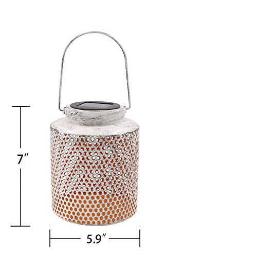 image for TAKEME Outdoor Solar Lantern,Metal Garden Decorative Waterproof Table 