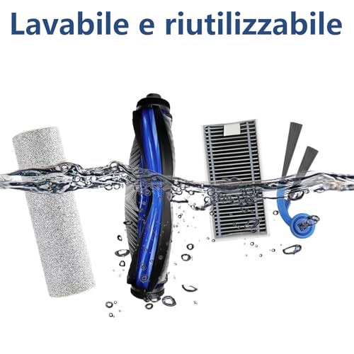 24 Pieces Accessories for Ecovacs Deebot T80 Omni/T80/X8 Pro Omni/X8 Omni, 2 Main Brushes, 2 Mop Cleaning Rollers, 6 Filters, 6 Dust Bags, 6 Side Brushes, 2 Cleaning Tools