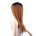 Netgo Blonde Ombre Wig Dark Roots Long Straight Black To Brown Synthetic Full Wigs For Women