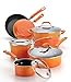 Rachael Ray Brights Nonstick Cookware Pots and Pans Set, 10 Piece, Orange Gradient