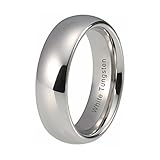 iTungsten 4mm 5mm 6mm 8mm White/Silver Regular Tungsten Rings for Men Women Wedding Bands Classic Domed Polished Shiny Comfort Fit