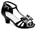 Olivia K Girl's Glitter Leatherette Open Toe Strappy Ankle Strap Kitten Heel Sandal (Toddler/Little Girl)