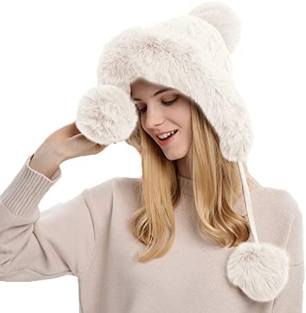 HUAMULAN Women Winter Sherpa Beanie Hats Knit Ear Flaps  display picture 2