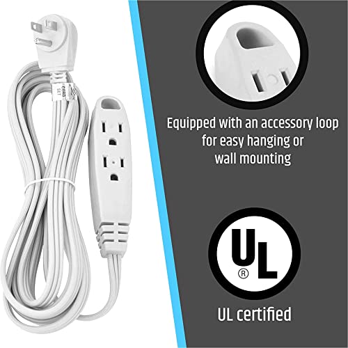 Aurum Cables 3 Outlet Extension Cord for Indoor, 3 Prong Extension Cord with 16AWG 125V 1625W