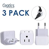 Ceptics European Travel Plug Adapter, Ceptics Europe Power Adaptor Charger Dual Input - Ultra Compact - Light Weight - USA to any Type C Countries such as Italy, Iceland, Austria and More (CT-9C)