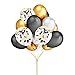 50 Pack Gold & Silver & Black Color Party Latex Balloons,12Pcs 12 Inches Gold & Silver & Black Color Confetti Balloons,Graduation Bachelorette Wedding Birthday Holiday Party Decorations