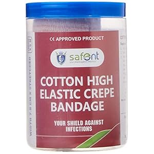 Safent SAFE0058-SET-2 Cotton High Elastic Bandage – 3 Inch – (7.5Cm*4.5M) (Set of 2) (Beige)