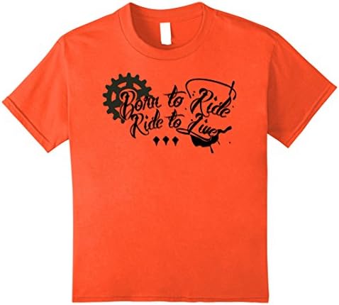 unisex-child I Was Born To Ride - But I Ride To Live Funny Novelty Tshirt 10 Orange