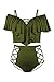 Kisscynest Women's Plus Size Swimwear 2 Piece High Waisted Swimsuit Ruffle Bikini Army Green 3XL